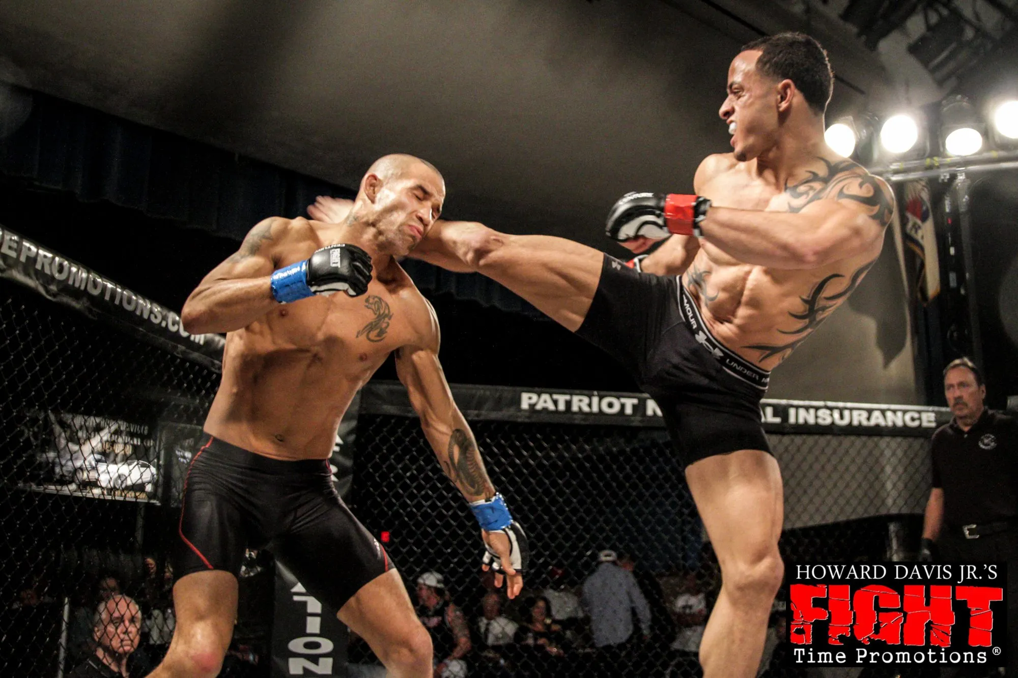 Jason “The Specimen” Soares landing a head kick in a professional MMA bout
