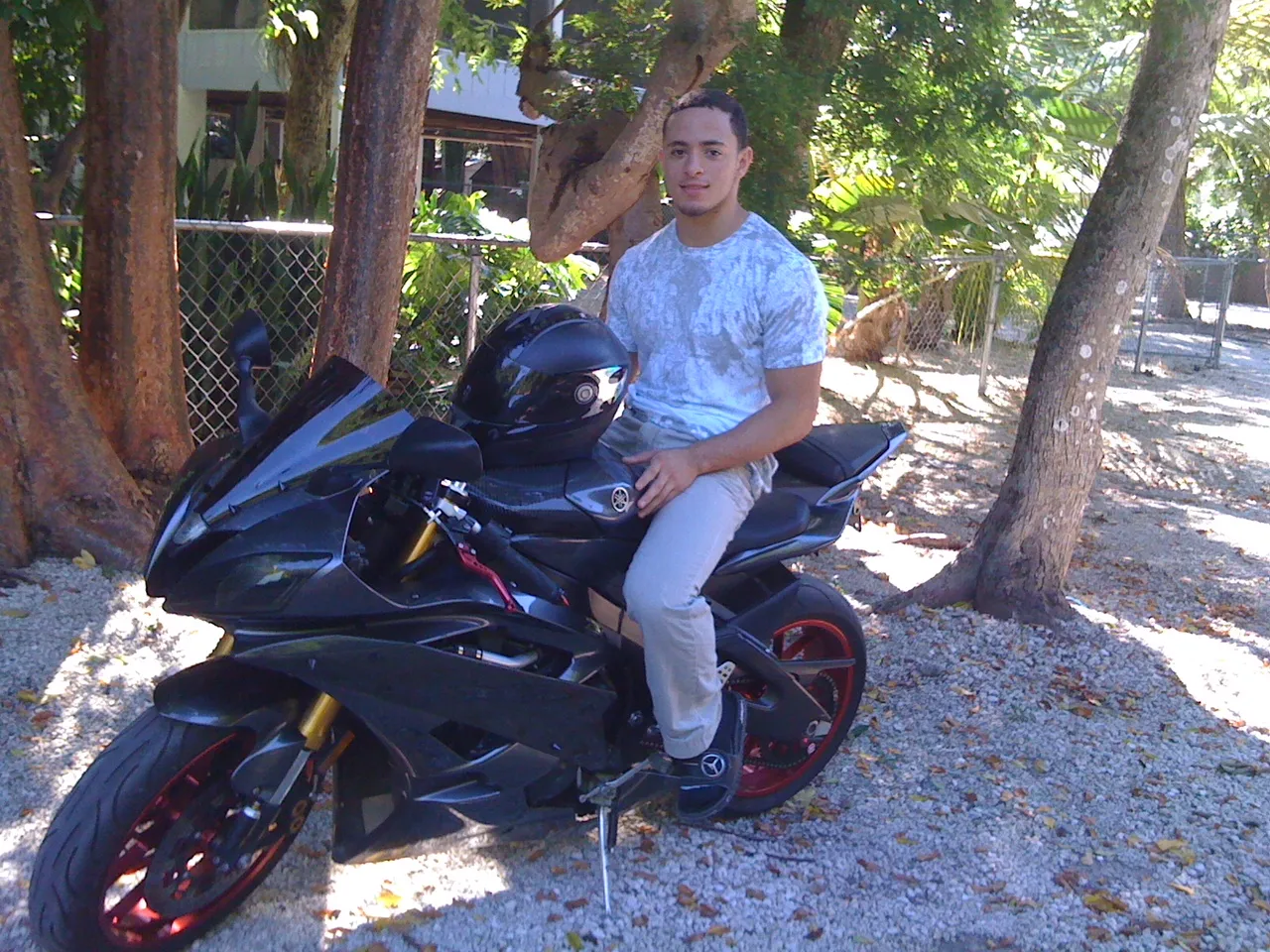 The motorcycle Jason Soares was riding when a car struck him on the highway in 2010